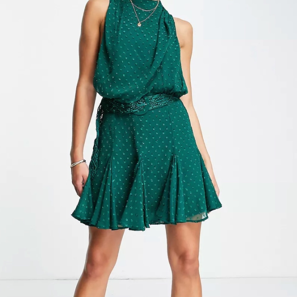 Spotted high neck dress